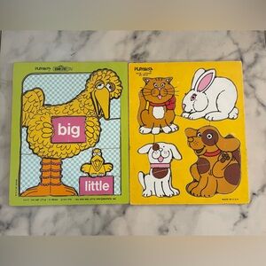 Vintage 1973 Playskool Sesame Street Big and Little Animal Puzzles